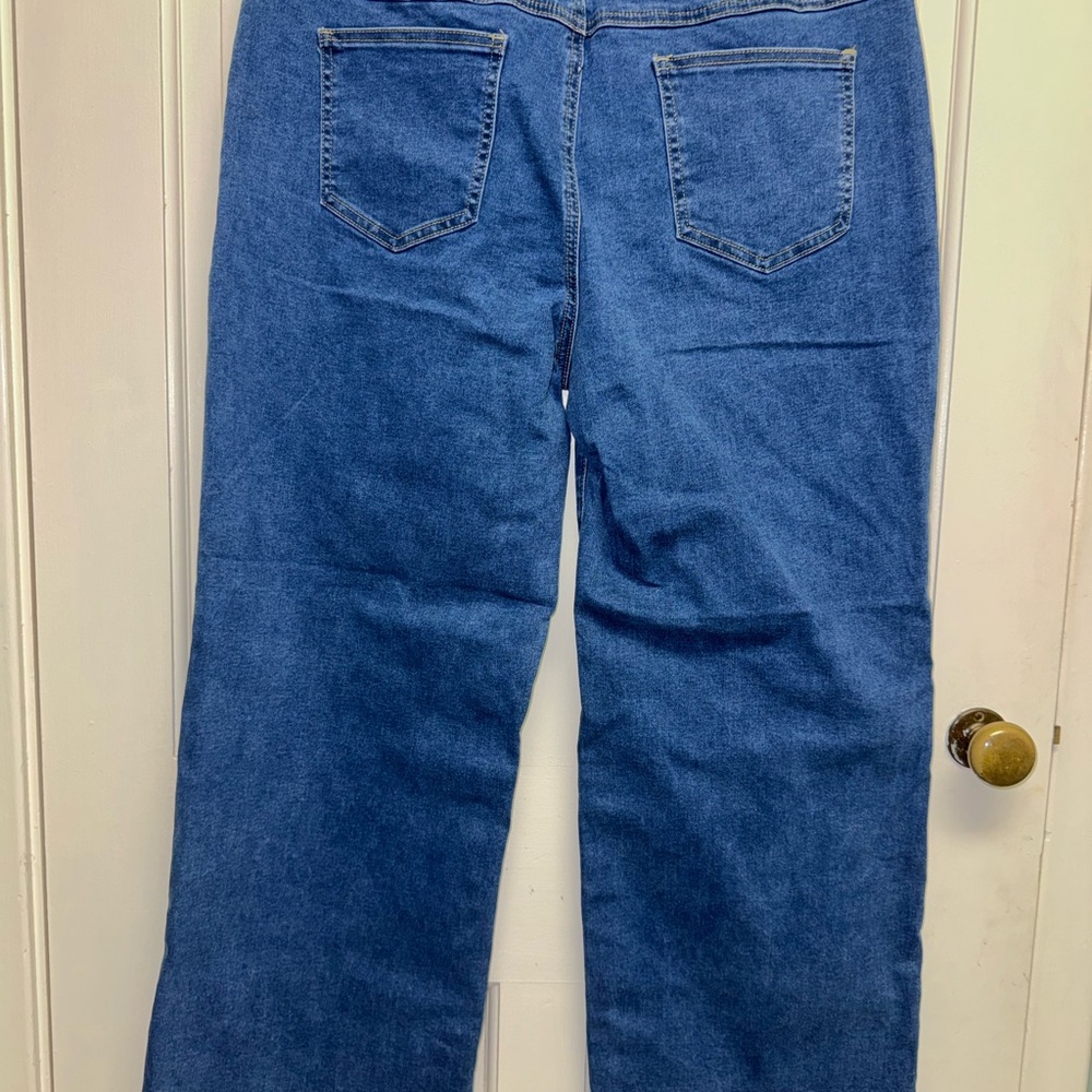 Sidefeel Stretchy Straight, Wide Leg Women's Jeans, Blue, New, Size 16, $19 - Picture 3 of 10